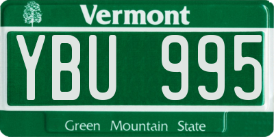 VT license plate YBU995