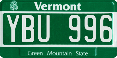 VT license plate YBU996