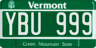 VT license plate YBU999