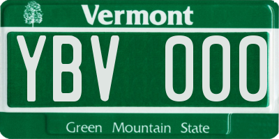 VT license plate YBV000