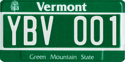 VT license plate YBV001