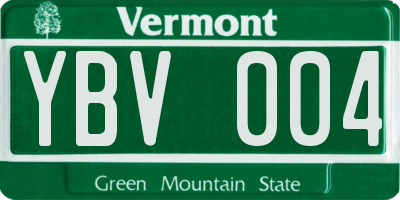 VT license plate YBV004