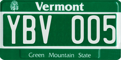 VT license plate YBV005