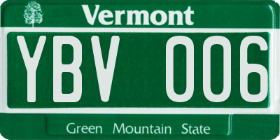 VT license plate YBV006