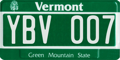 VT license plate YBV007
