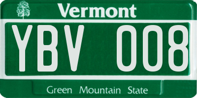 VT license plate YBV008