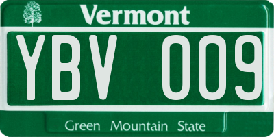 VT license plate YBV009