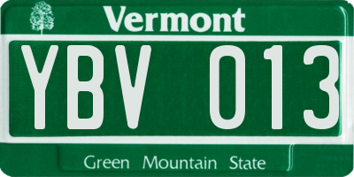VT license plate YBV013
