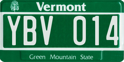 VT license plate YBV014