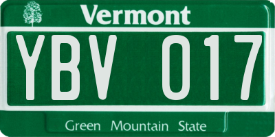VT license plate YBV017