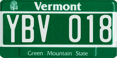 VT license plate YBV018