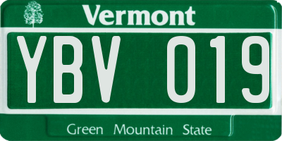 VT license plate YBV019