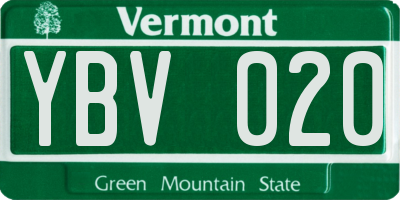 VT license plate YBV020