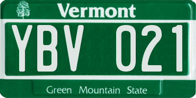 VT license plate YBV021