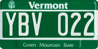 VT license plate YBV022