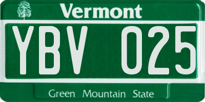 VT license plate YBV025