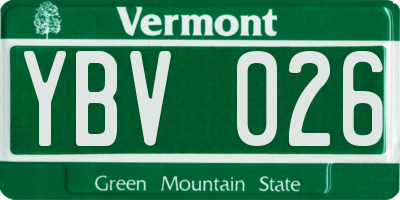 VT license plate YBV026