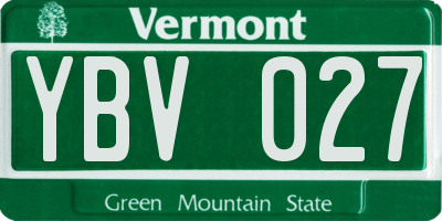 VT license plate YBV027