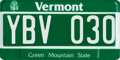 VT license plate YBV030