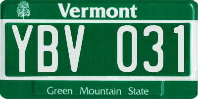 VT license plate YBV031