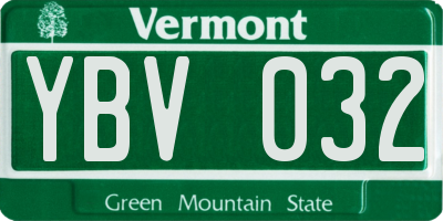 VT license plate YBV032