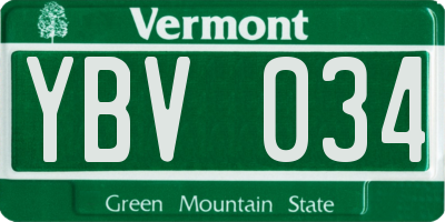 VT license plate YBV034