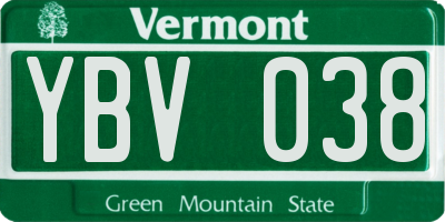 VT license plate YBV038