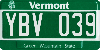 VT license plate YBV039