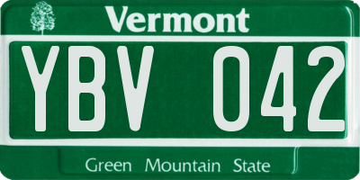 VT license plate YBV042