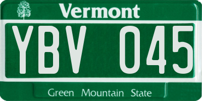 VT license plate YBV045