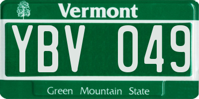 VT license plate YBV049