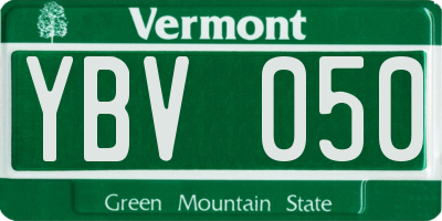 VT license plate YBV050