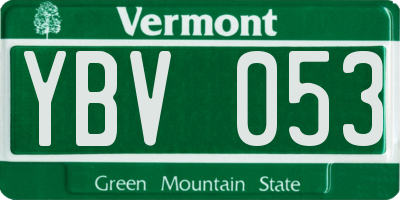 VT license plate YBV053