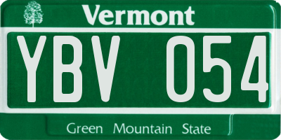 VT license plate YBV054