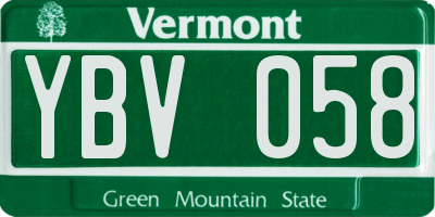 VT license plate YBV058
