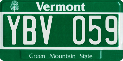 VT license plate YBV059