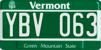 VT license plate YBV063