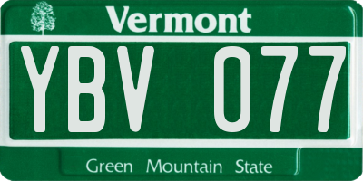 VT license plate YBV077