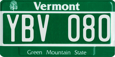 VT license plate YBV080