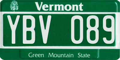 VT license plate YBV089