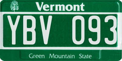 VT license plate YBV093
