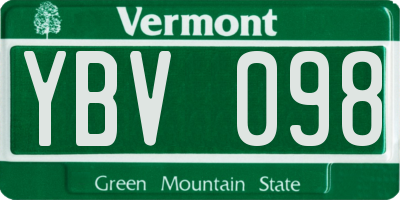 VT license plate YBV098