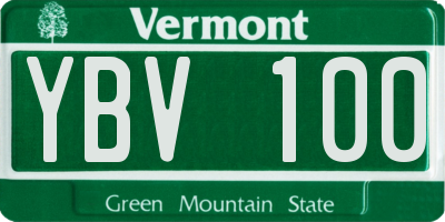 VT license plate YBV100