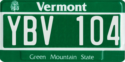 VT license plate YBV104
