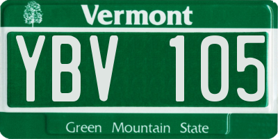 VT license plate YBV105