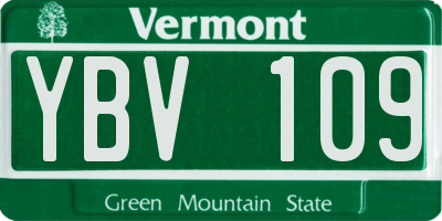 VT license plate YBV109