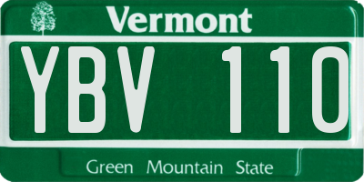 VT license plate YBV110