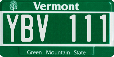 VT license plate YBV111