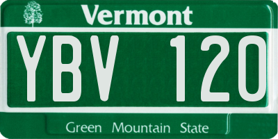 VT license plate YBV120