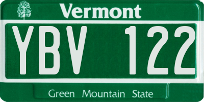 VT license plate YBV122